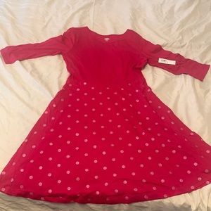 Old Navy XL 14 Pink Dress with Pink Glittery Polka Dot Patterned Skirt